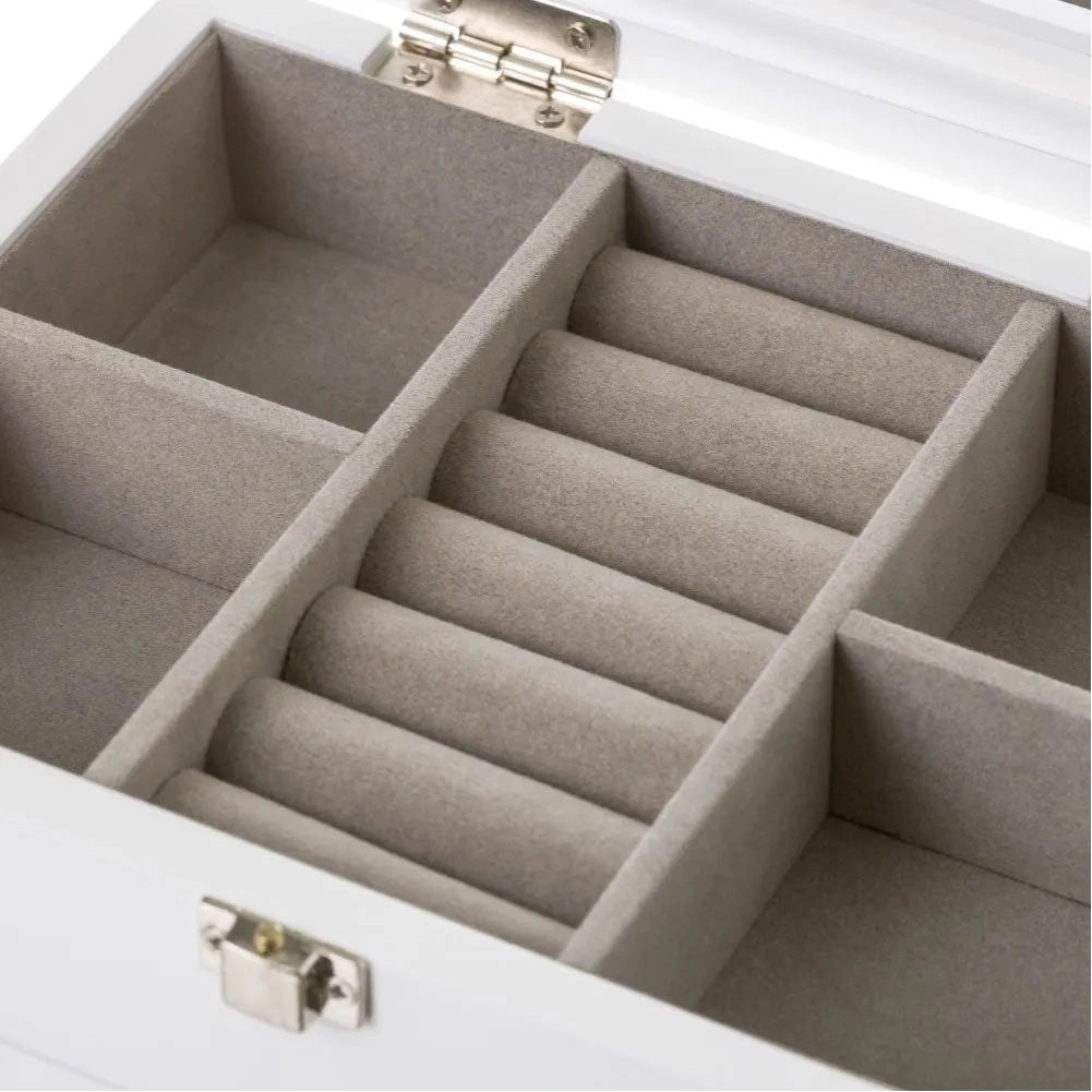 Portagioie Legno Bianco Porta Gioielli 1 Cassetto 1 Ripiano 10,50x19,50x15,50 cm