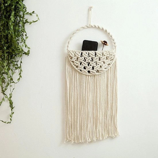 Porta piante a maglia appesa - Sacchetto per fiori asciugati - Decorazione per la camera da letto