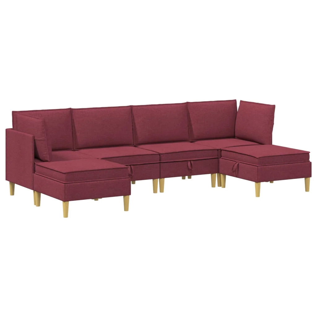 Set di mobili per il soggiorno 6 pcs Rosso Vino Tessuto 3413692