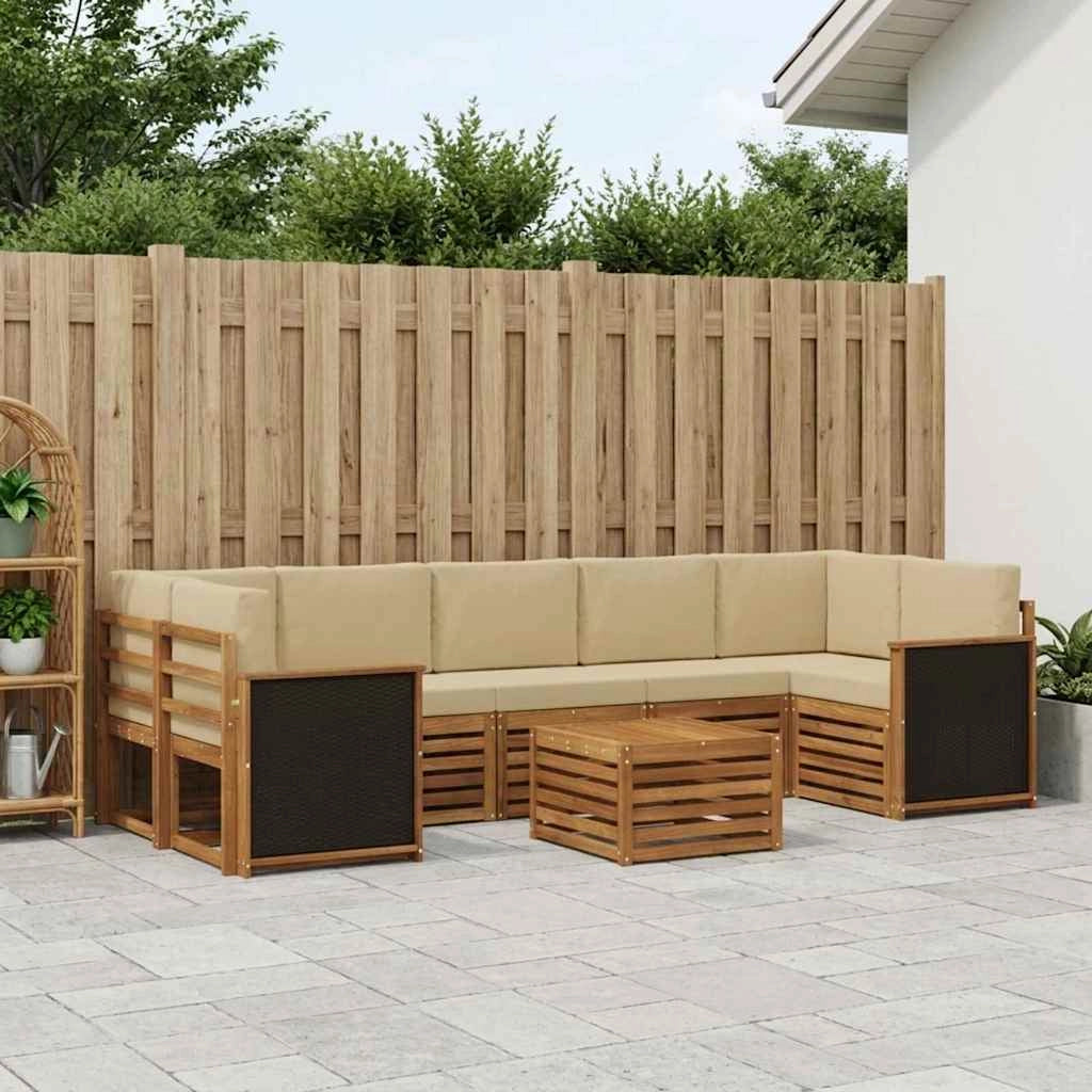Set di divani da esterno 8 pz Naturale e Beige 3384134