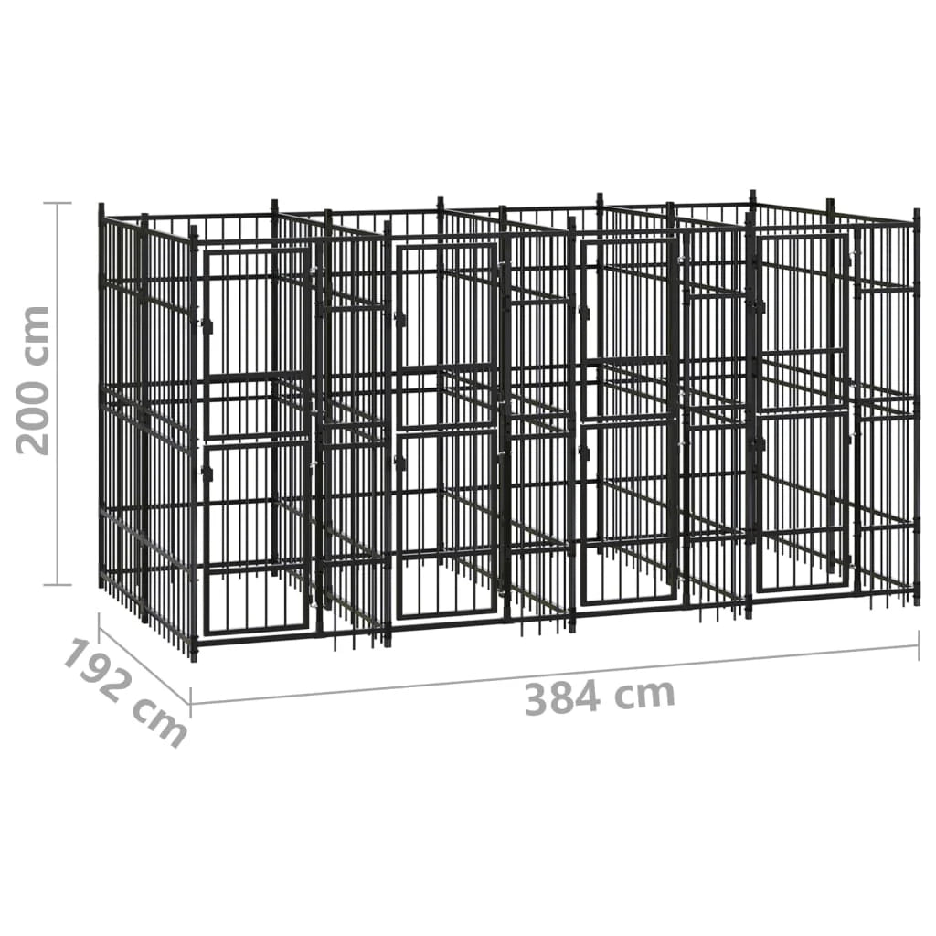 Cuccia/gabbia/recinto per cani da esterno acciaio 7,37 m² nero 02_0041875