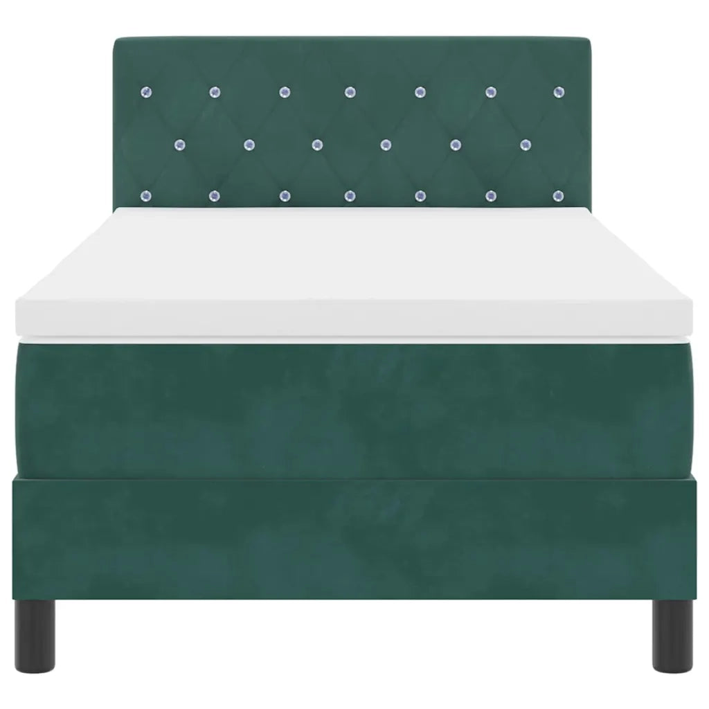 Letto a Sorgente LED con led Verde Scuro 90 x 200 cm Velluto 3342563