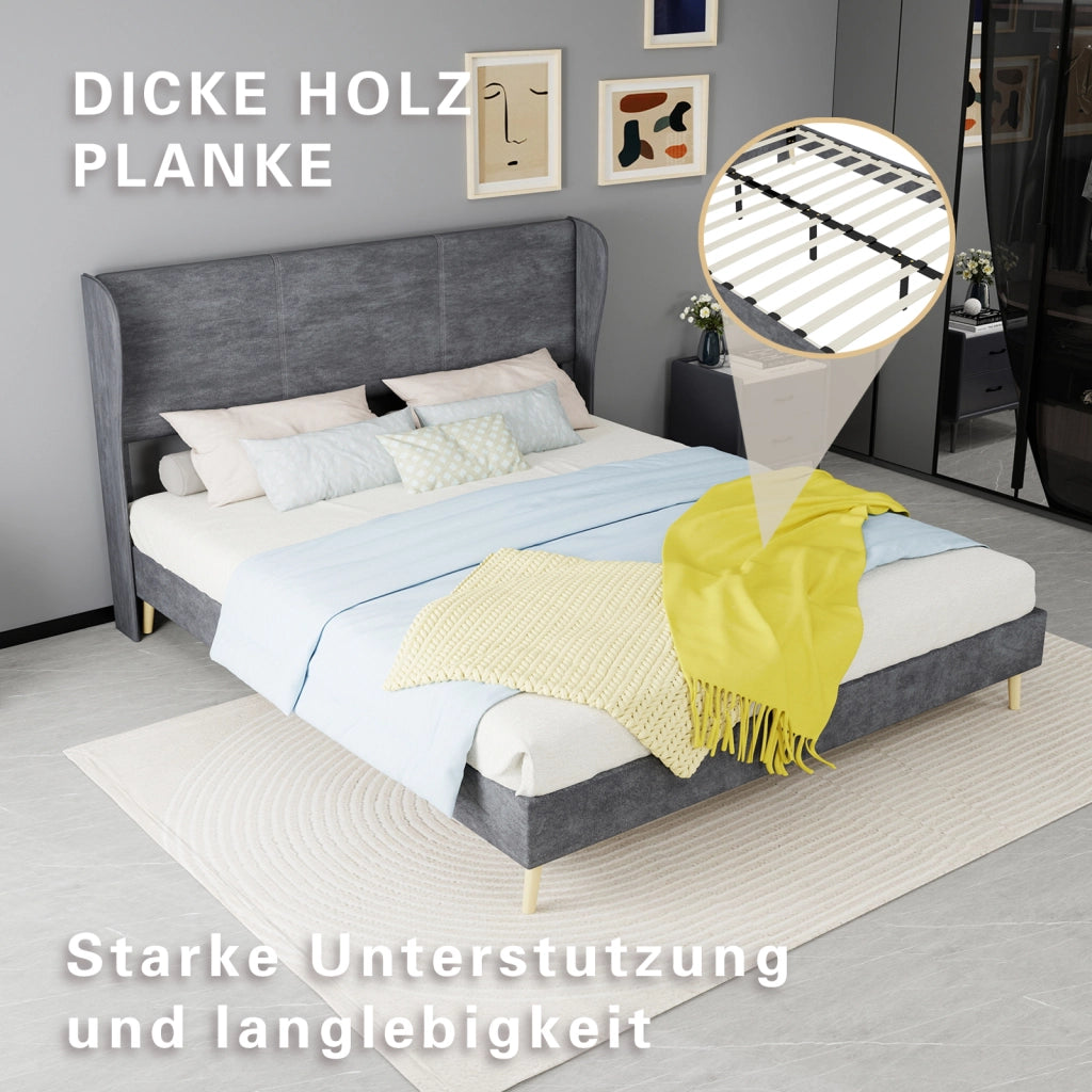 letto imbottito tessuto metallo grigio 160 x 200 cm