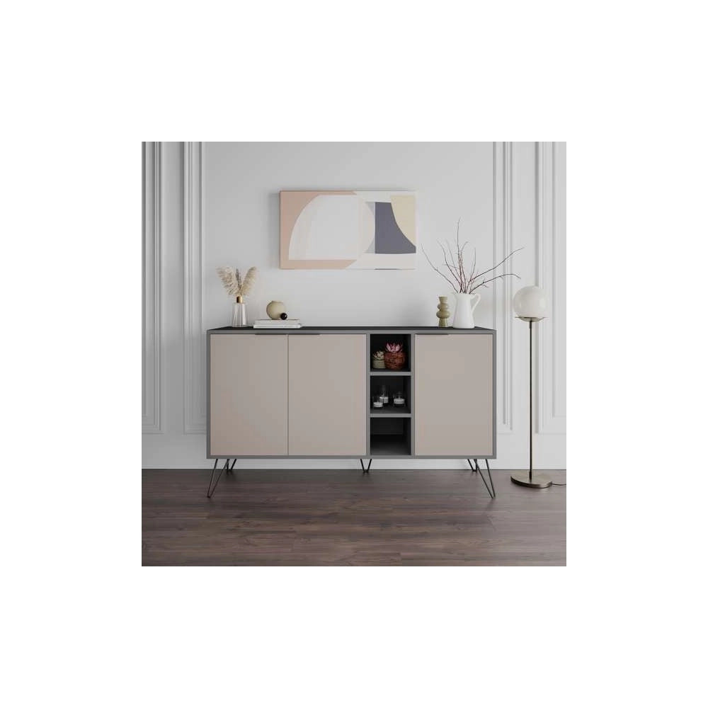 Madia 3 ante Clara 142x35,5x83h colore antracite tortora