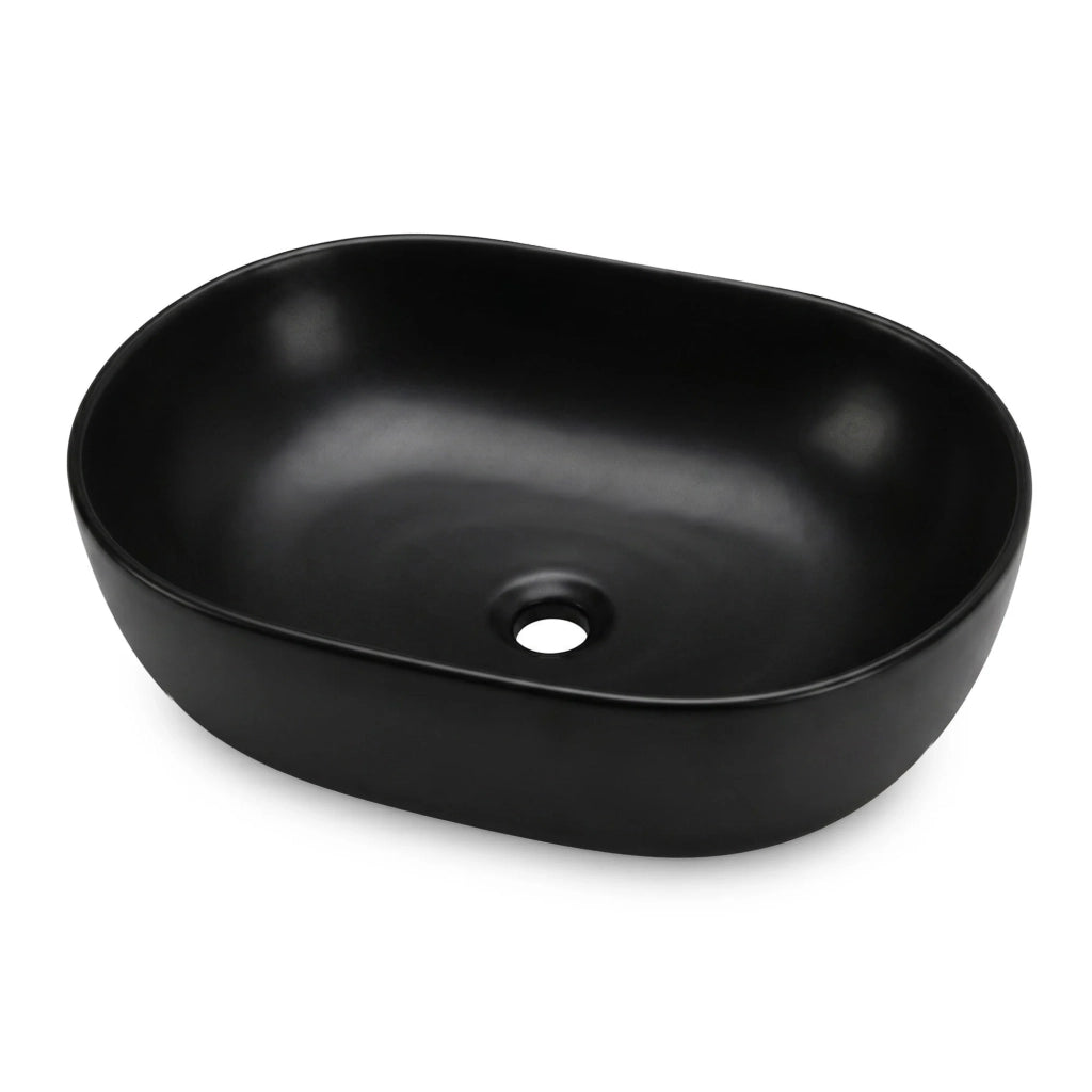 Lavabo da appoggio ovale ELIPSE ceramica 49 cm Nero Opaco