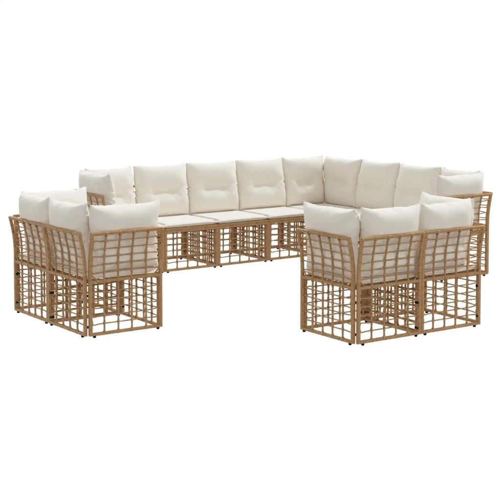 Set di divani da esterno Naturale e Bianco Crema Poliestere 3437610