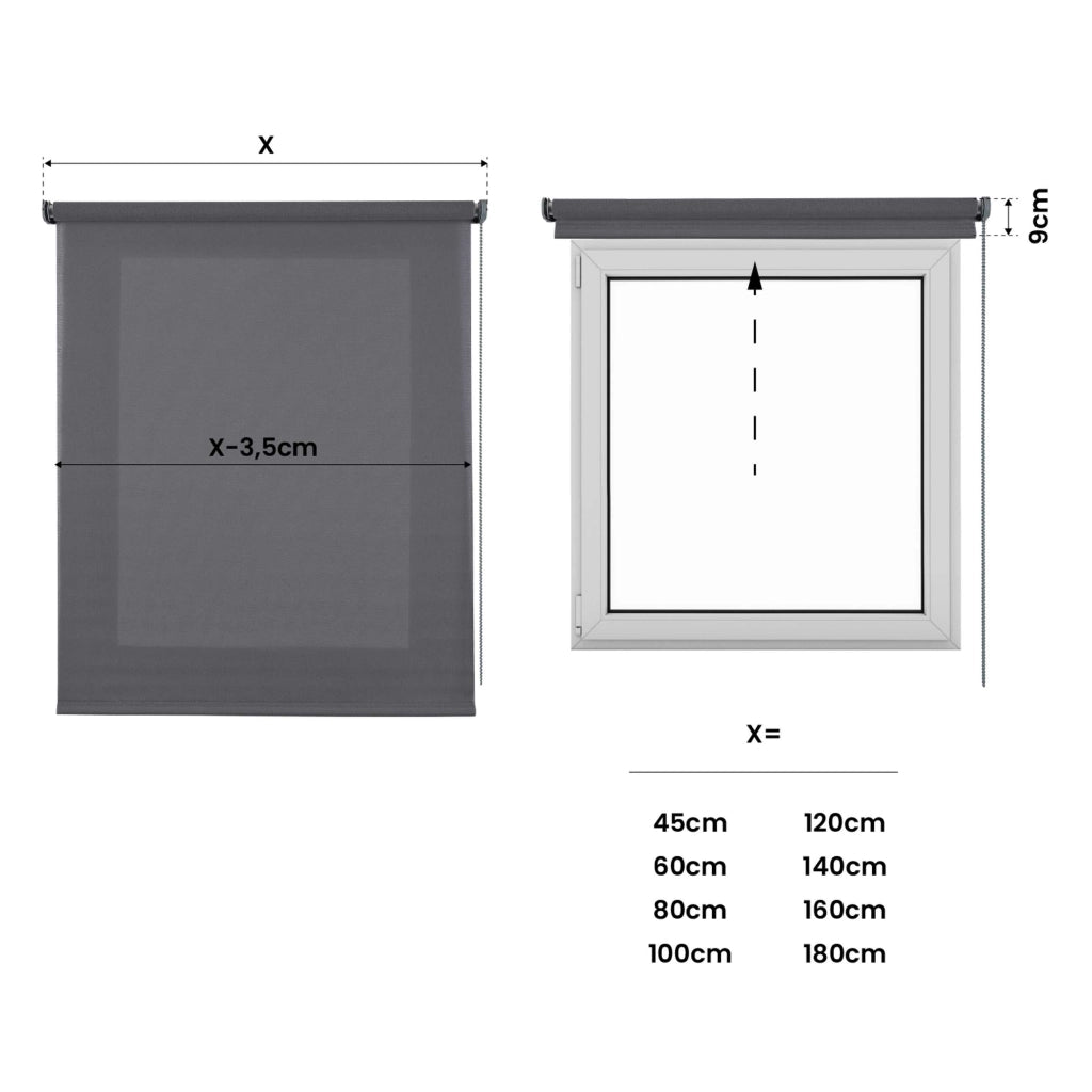 Tenda a Rullo Filtrante, Tenda Avvolgibile Traslucida Liscia Per Finestre e Porte Grigio 180x180 cm