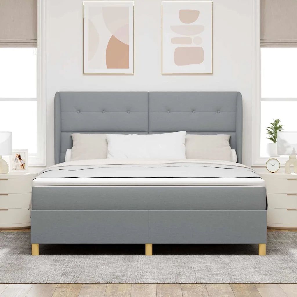 Letto a molle con materasso Grigio chiaro 200 x 180 cm Tessuto 3340767