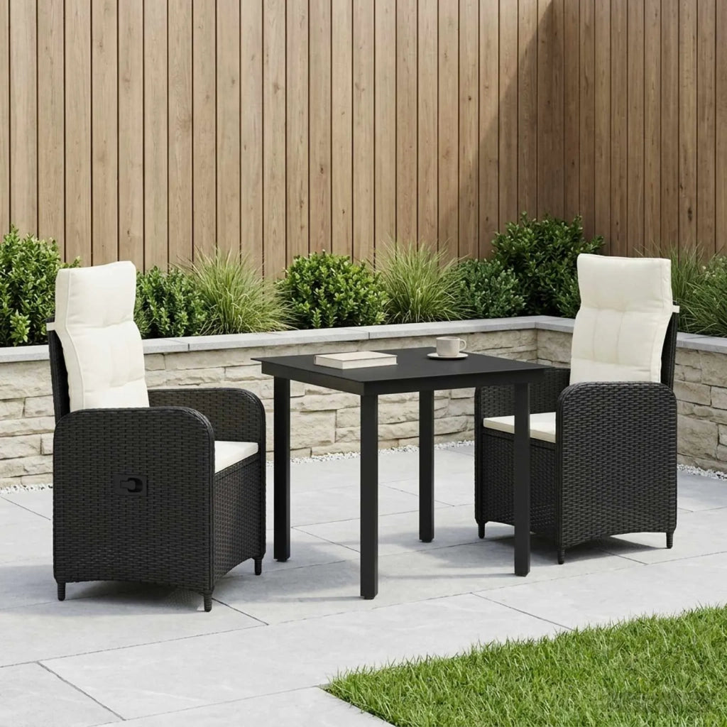 Set Tavolo da Salotto 3 pz Nero e Bianco Crema 3422474