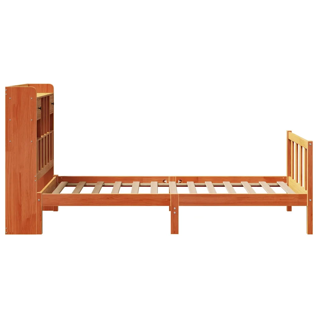 Letto Libreria senza Materasso Marrone Cera 75x190 cm in Pino 3321753