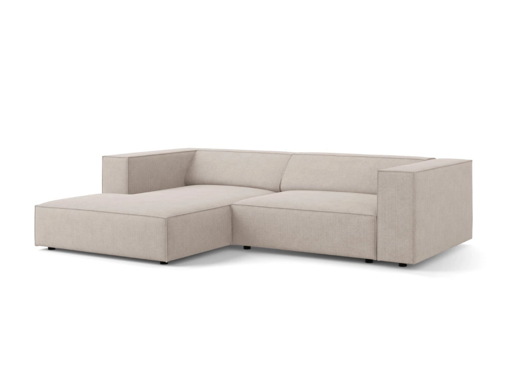Cosmopolitan Design - Divano angolare sinistro "Arendal" 3 posti in ciniglia con effetto a coste beige scuro 