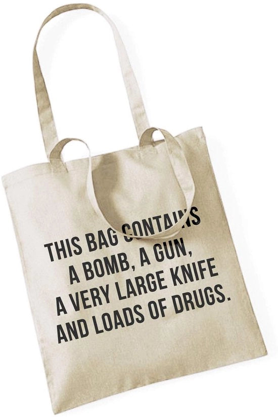 Borsa da Spesa in Juta/Beige con Grande Tasca, Pistola, Grande Cacciavite e Molte Altre Attrezzature