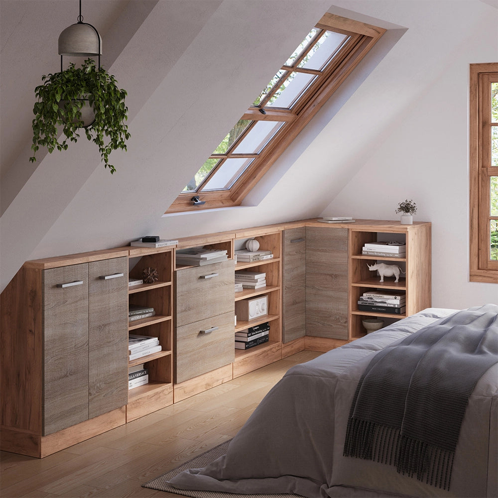 Mobile cucina angolare per sottotetto R-Line Sonoma/Rovere dorato 75.6 cm con 1 porta Vicco