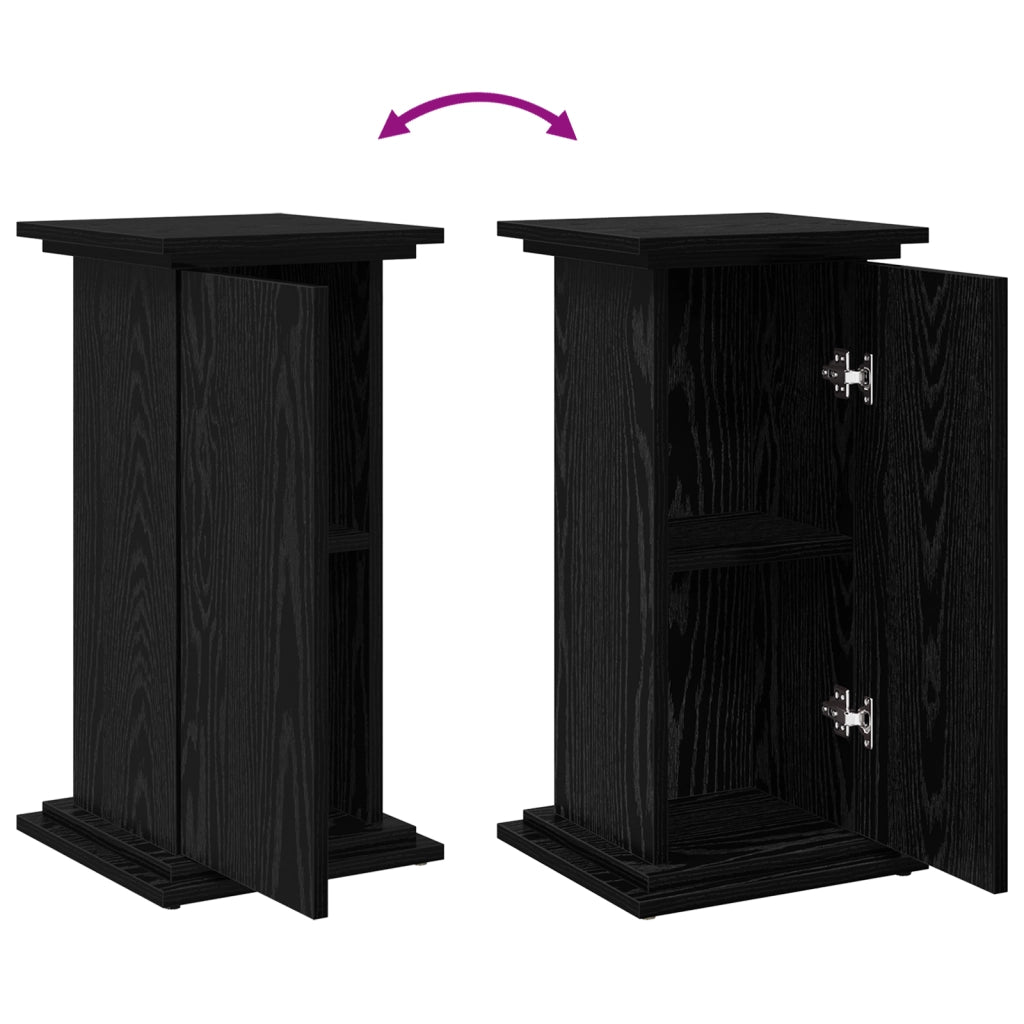 Supporto Espositivo con Spazio di Archiviazione Rovere Nero 31x30x60 cm Legno Ingegnerizzato