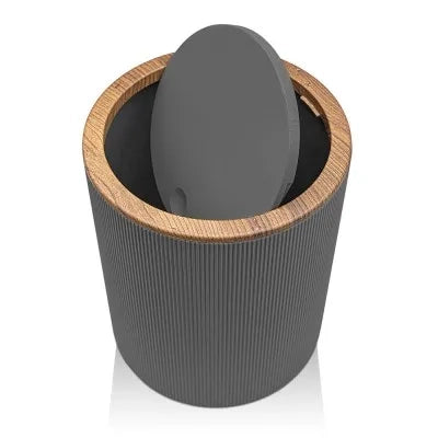 Set accessori bagno grigio cannettato con finitura effetto legno 5 pezzi Blob