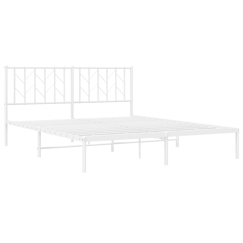 Giroletto con Testiera Metallo Bianco 160x200 cm 374489
