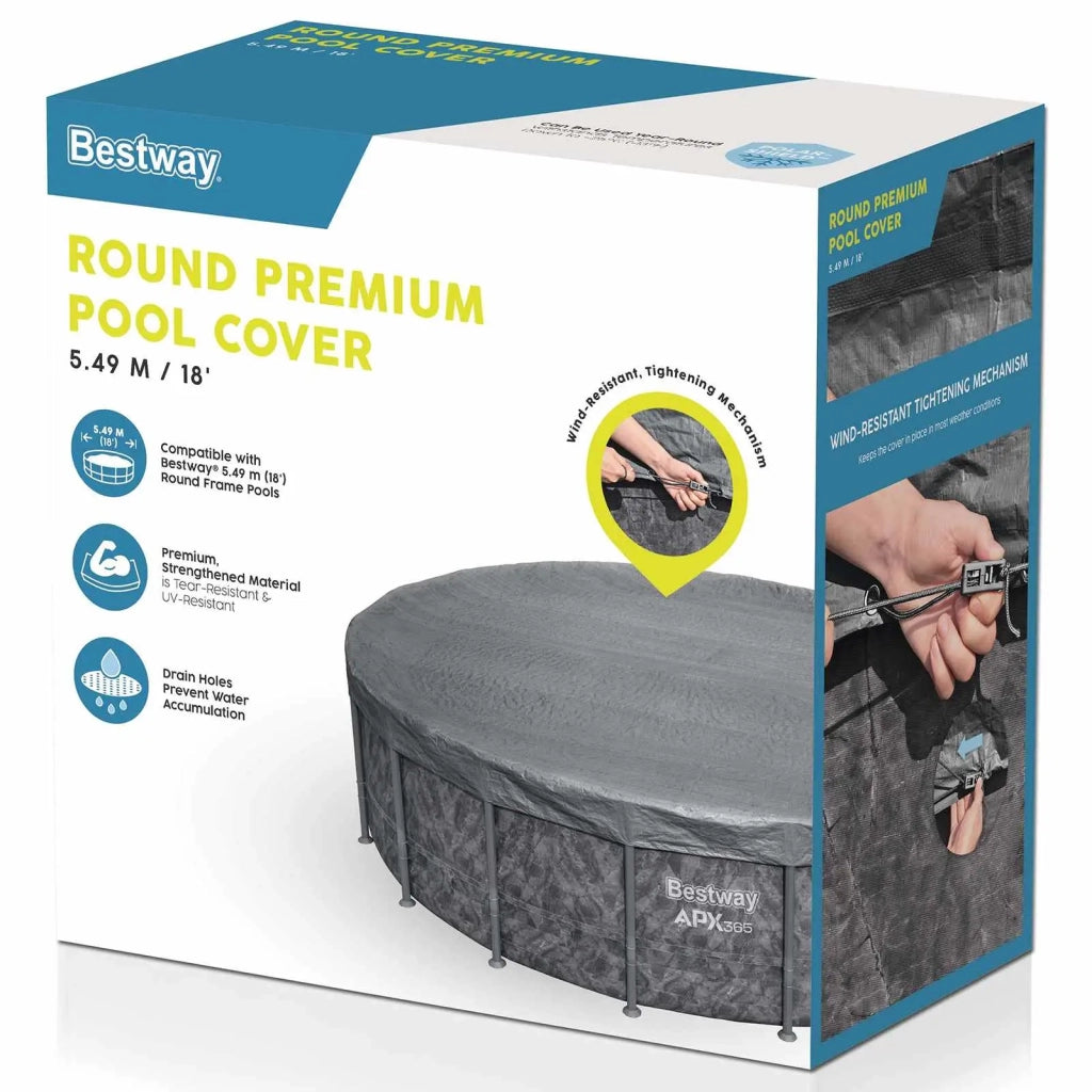 Bestway Copertura per piscina Ø5,49 m Rotondo Poliestere Grigio 42035730
