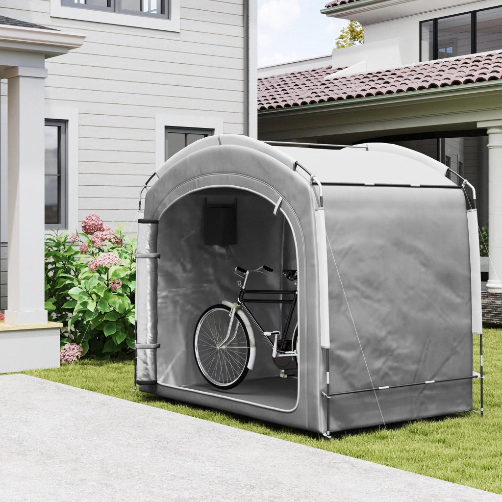 Copertura per biciclette 3-4 bici portatile con tasche laterali ¨C zephmum ¨C grigio scuro 205x140x188 cm