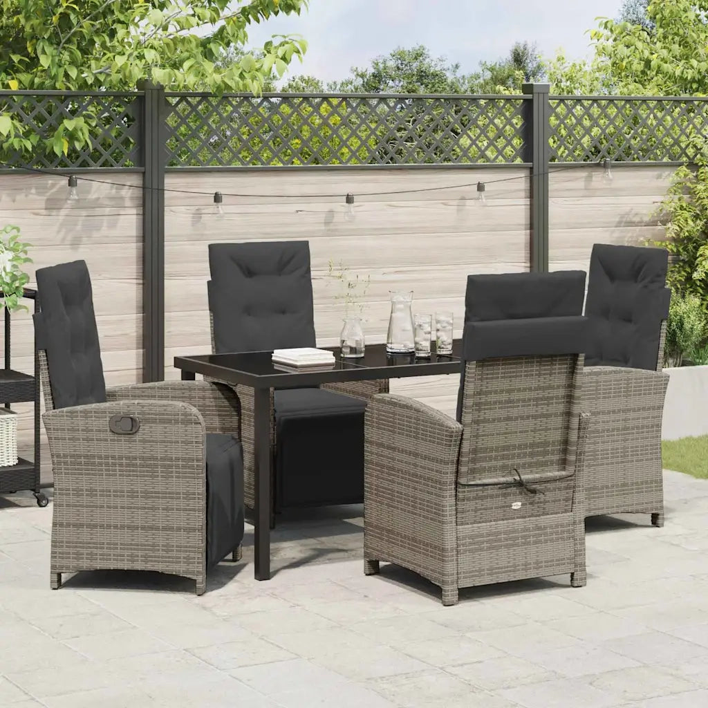 Set da Pranzo per Giardino con cuscino 5 pcs Grigio polyrattan 3380325