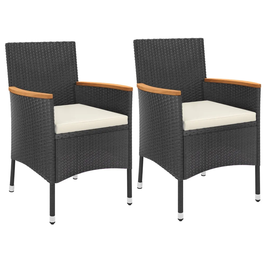 Set BistrÃ² da Giardino 3 pz con Cuscini in Polyrattan Nero