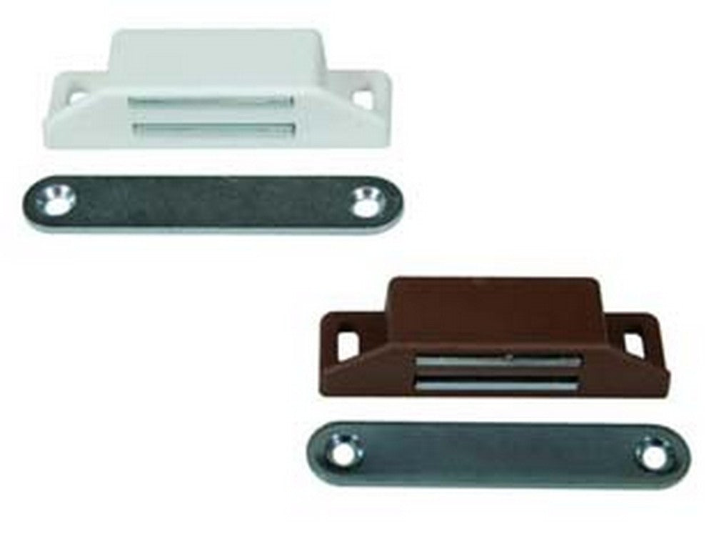 cricchetto magnetico rettangolare grande - mm.65x20x15h., in plastica marro cod:ferx.fer85335