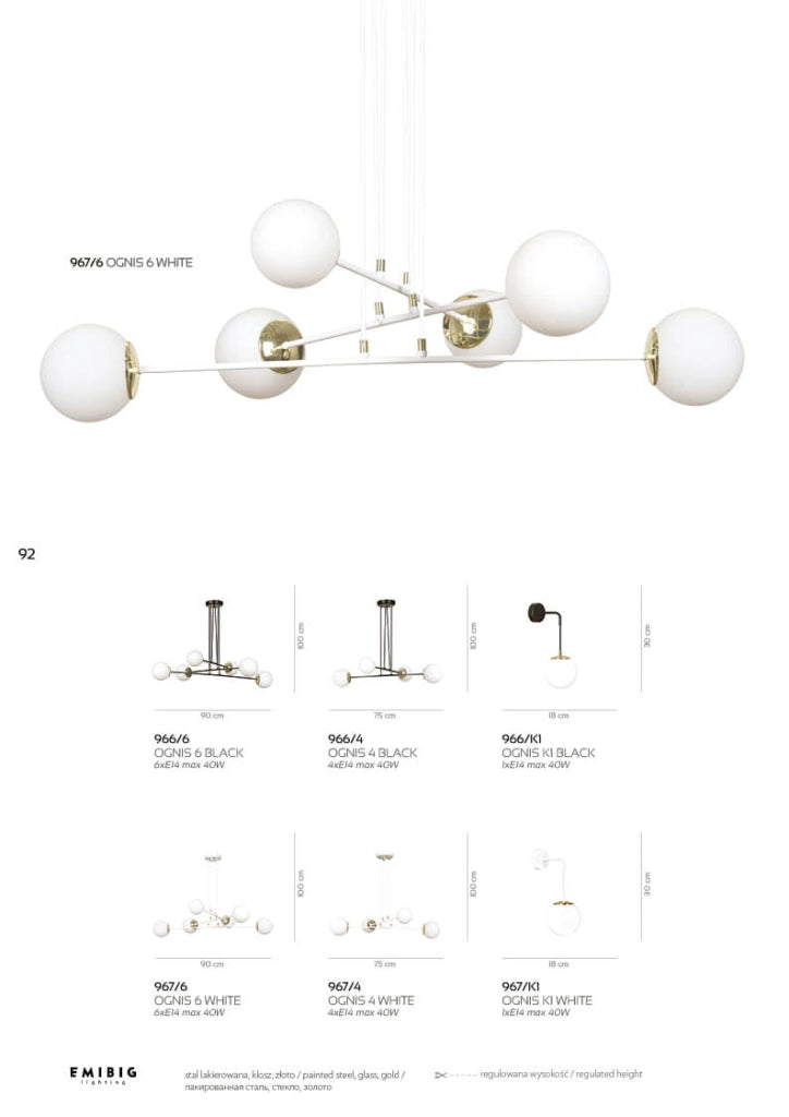 Lampadario Emibig OGNIS 4xE14 Nero Ø75cm dimmerabile