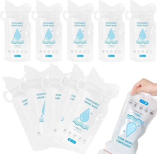 Set di emergenza per bagno - 10 pezzi - Sacchetti di emergenza per bagno - Per uomini e donne - Sacchetto di plastica - 700 ml - Sacchetti portatili di emergenza