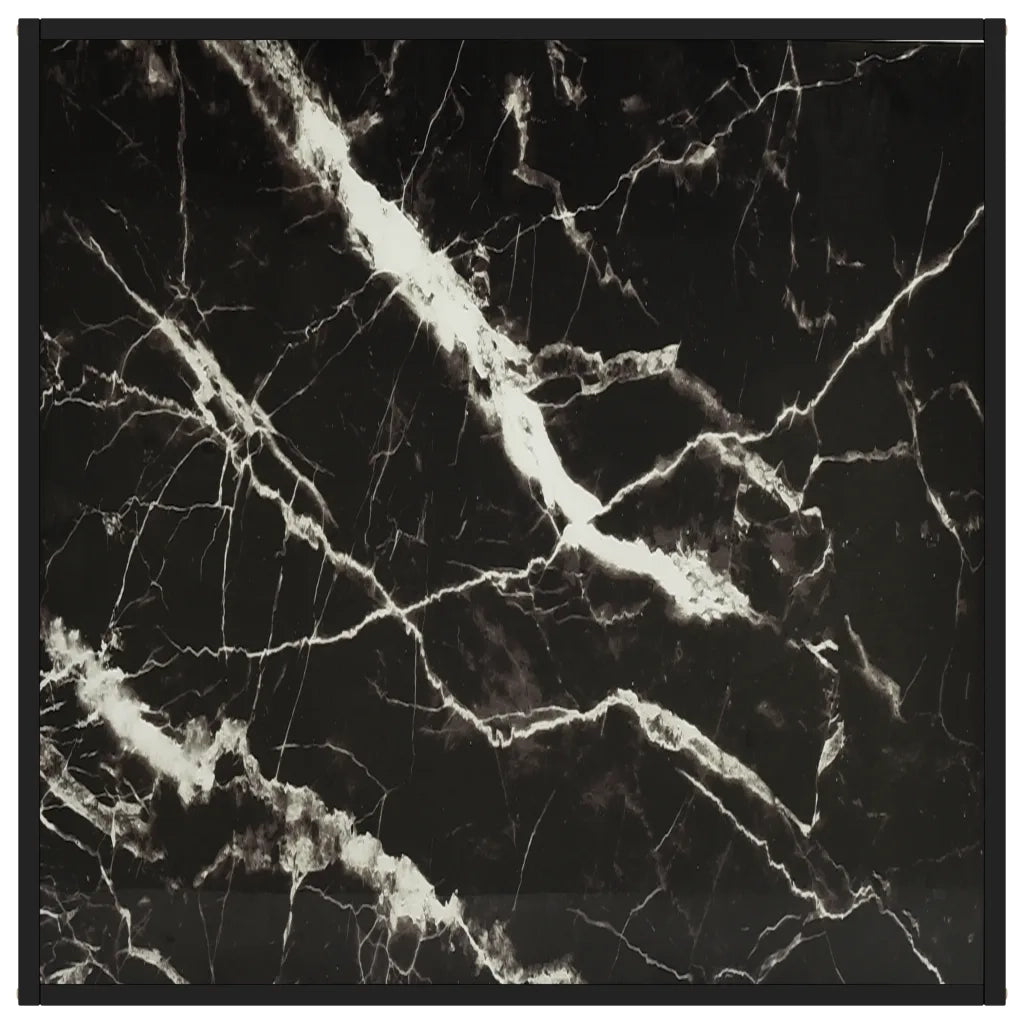 Tavolino da Salotto Nero con Vetro Marmo Nero 90x90x50 cm 322914