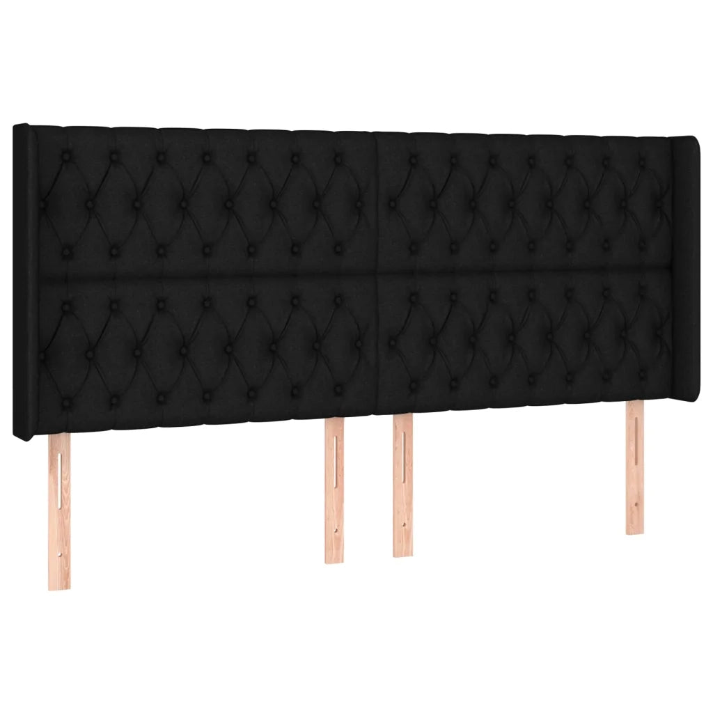 Testiera | Testata a LED Nera 183x16x118/128 cm in Tessuto