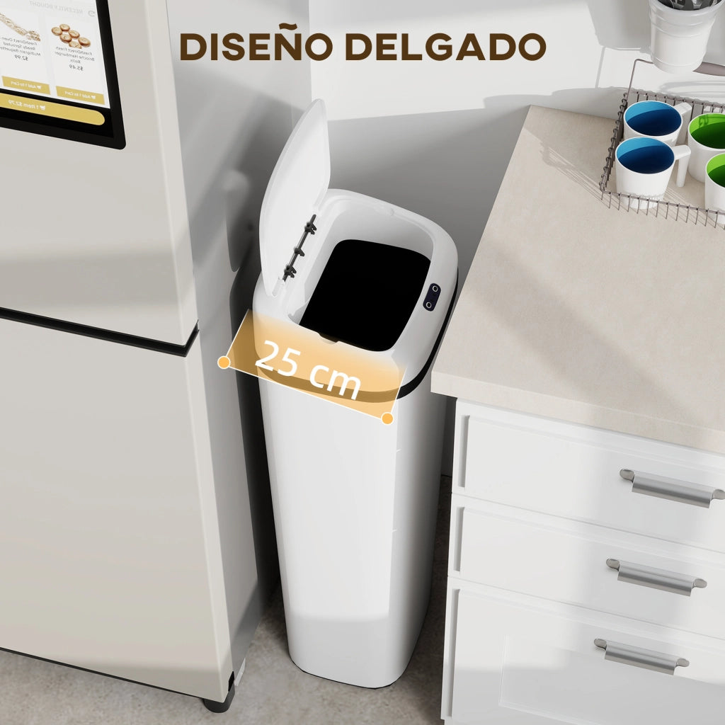 Cestino da Cucina Automatico ¨C zephmum ¨C Bianco Acciaio Inox 50 L