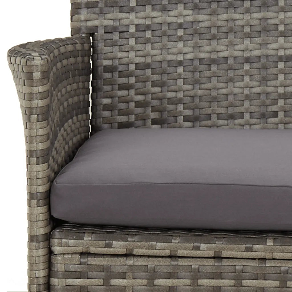 Set Bistrò da Giardino 5 pz con Cuscini in Polyrattan Grigio 3187419
