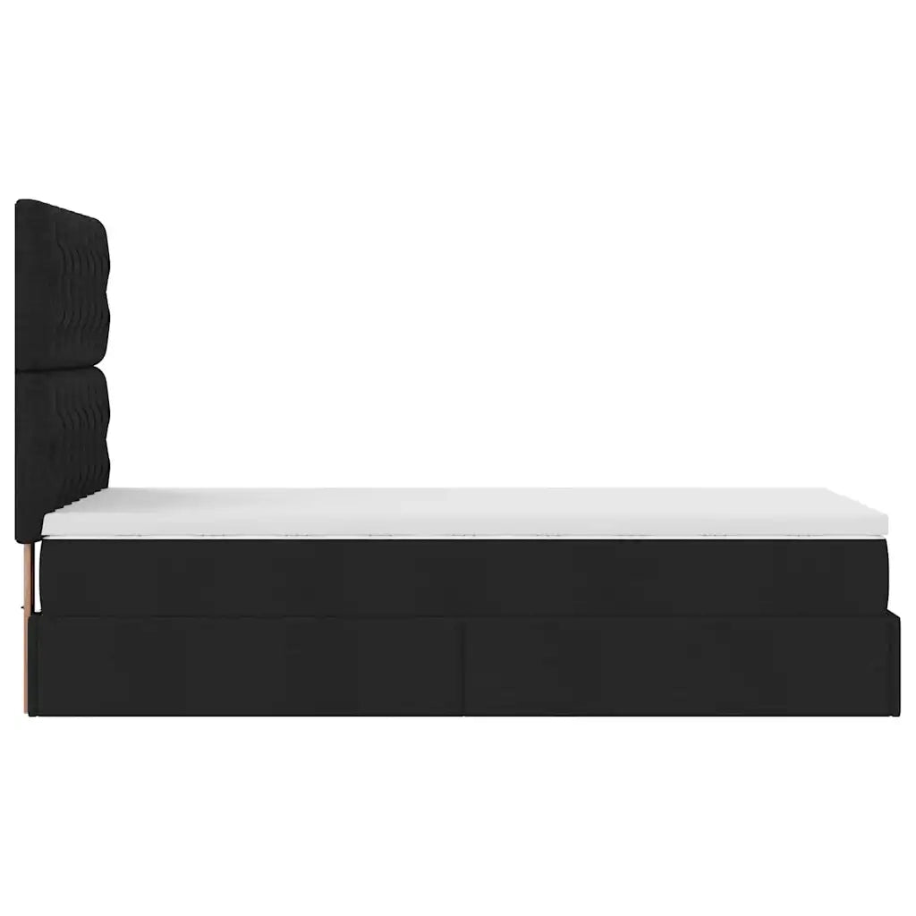 Pouf Letto con Materasso Nero 100x200 cm in Tessuto 3313218