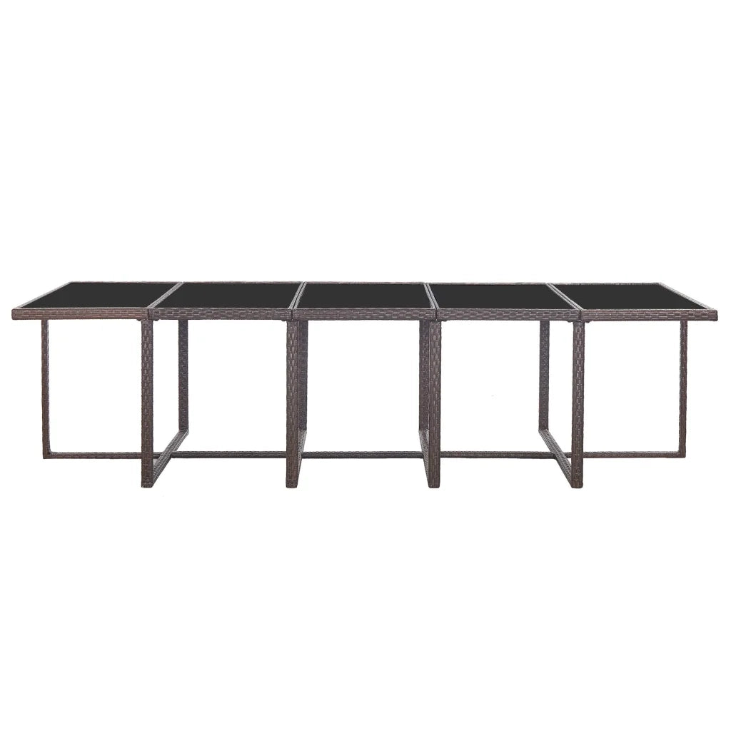 Set da Pranzo da Giardino 15 pz con Cuscini Polyrattan Marrone cod mxl 38882