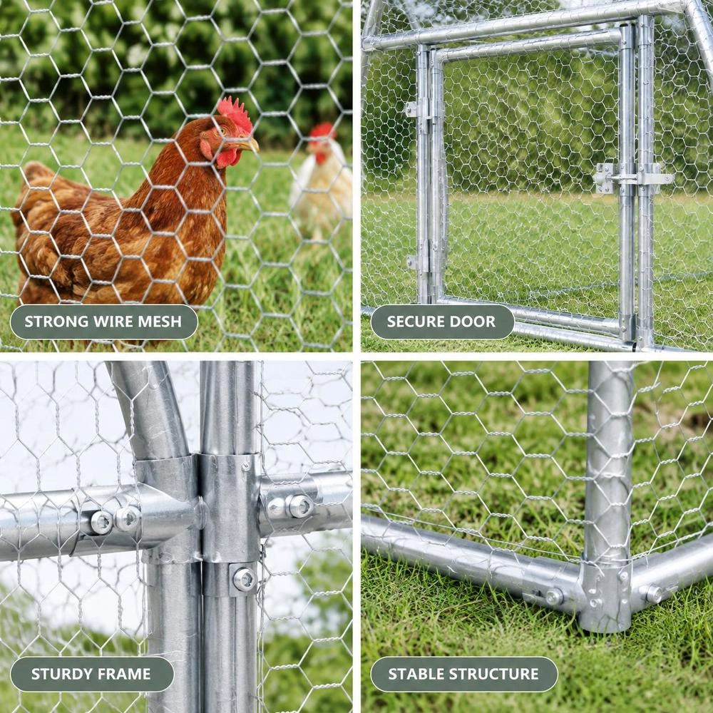 Rabbit Hutch, Silver, 300x105x120 Cm, Galvanized Steel