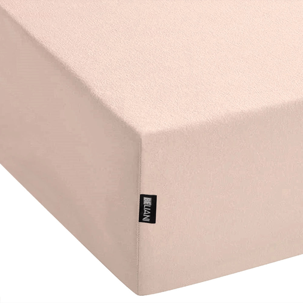 Lenzuolo con angoli cotone beige  200 x 200 cm coprimaterasso elasticizzato modello classico a tinta unita camera da letto classica
