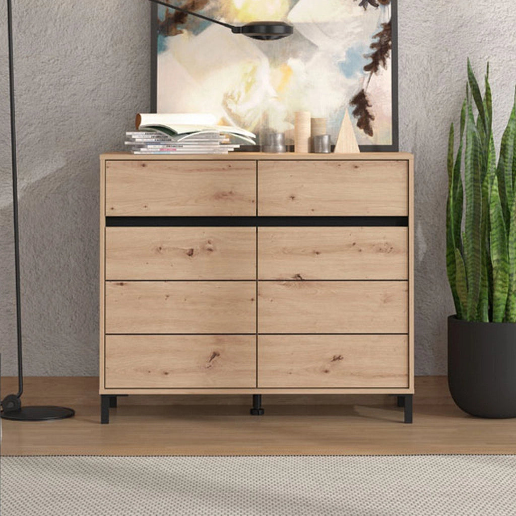 Madia Giarree, Credenza 2 Cassetti, 106x40x90h cm Marrone Rovere Nodi