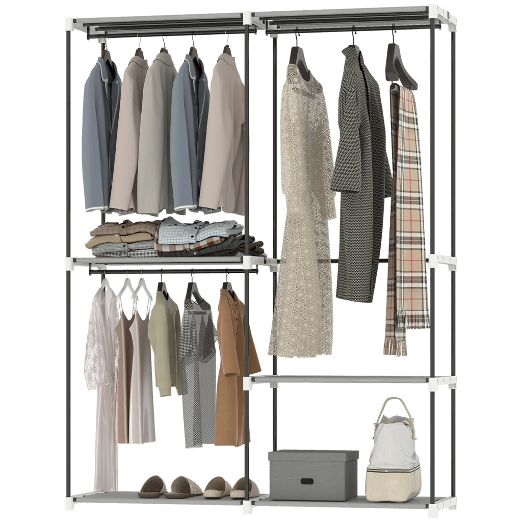 Armadio Aperto con Ripiani e Appendiabiti ¨C Zephmum ¨C Grigio 142x43x185 cm