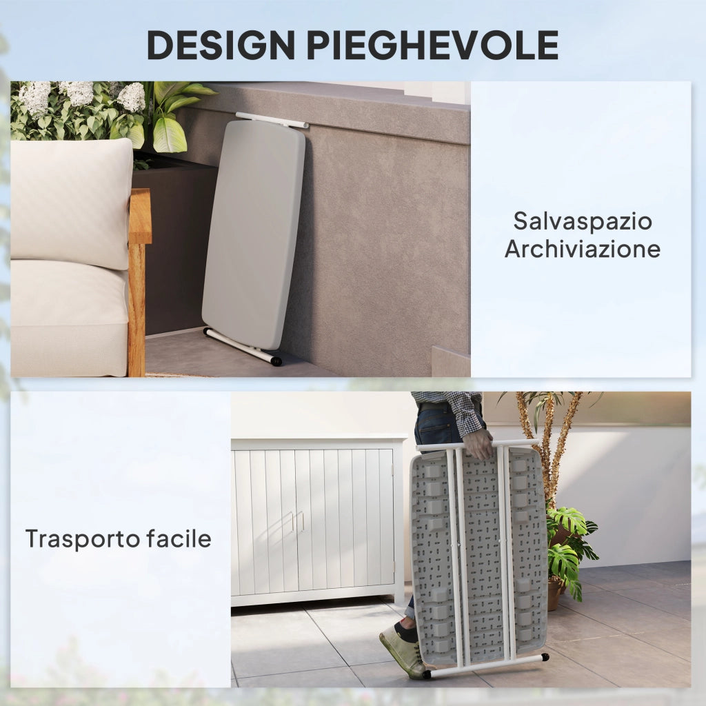 Tavolino da Giardino Pieghevole ad Altezza Regolabile, in Metallo e HDPE, 76x50x74 cm, Grigio Scuro
