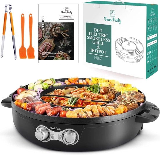 Pentola a Frittata con Griglia BBQ Coreana - Fondue elettrica e barbecue a gas 220V 2200W