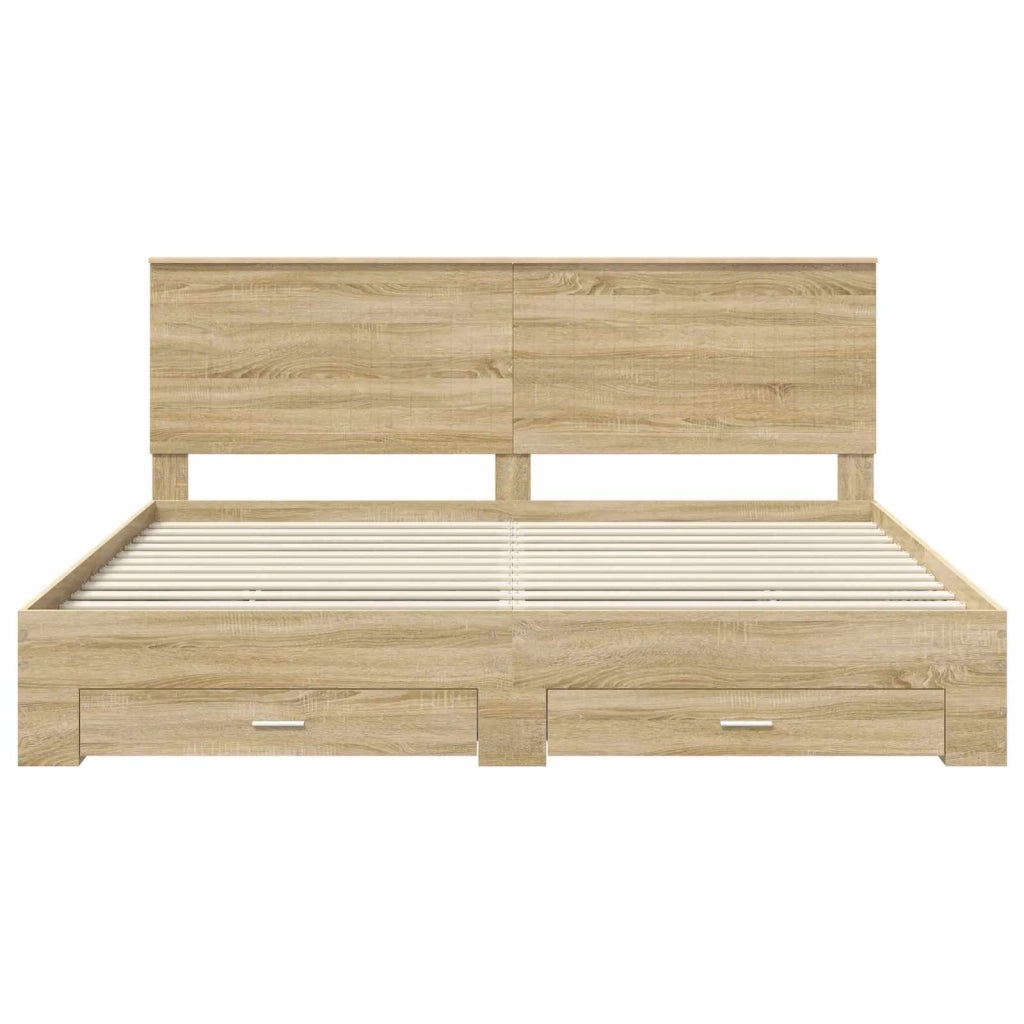 Struttura del letto con testiera Rovere Sonoma 200 x 200 cm 3411266