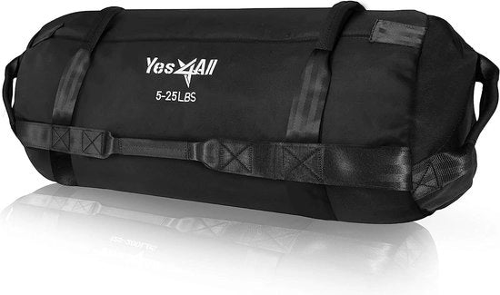 Tas di allenamento per fitness con 7 maniglie, powerbag, ideale per allenamento di forza, sacco di sabbia vuoto per allenamento funzionale, corsa, backlifting, sollevamento strongman
