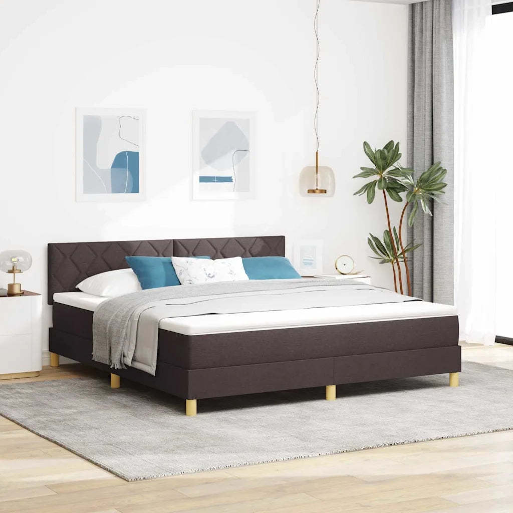 Letto a molle con materasso Marrone Scuro 180 x 200 cm Tessuto 3339017