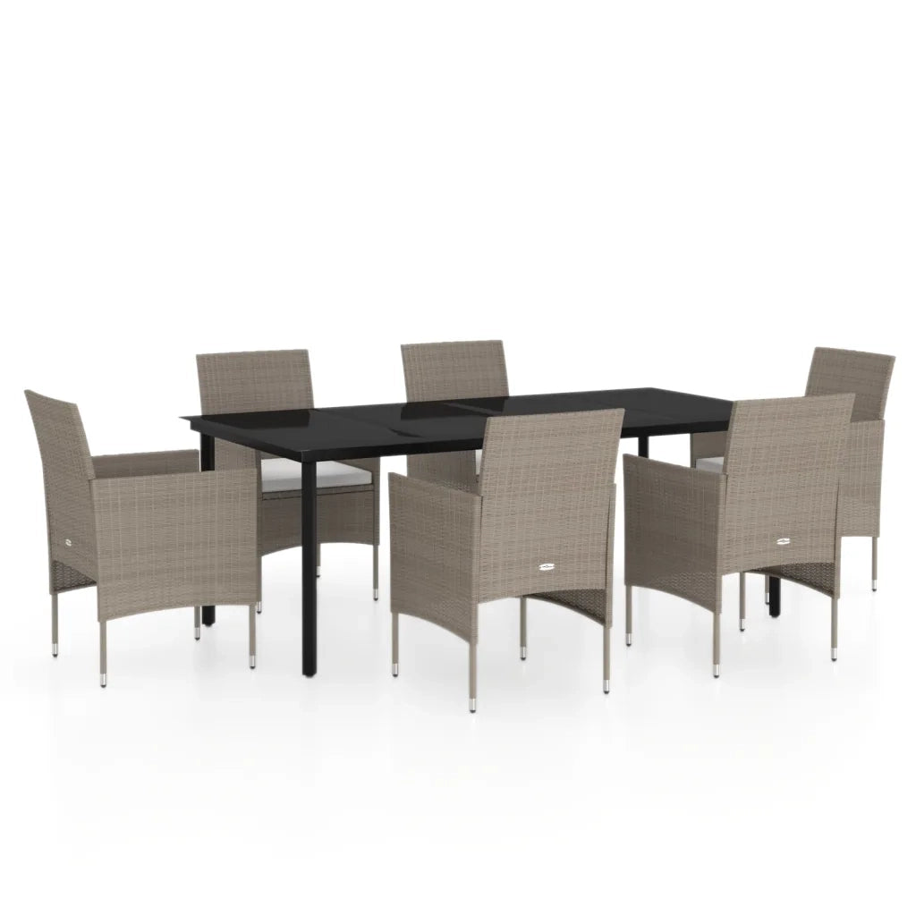 Set da Pranzo da Giardino 7 pz con Cuscini Beige e Nero cod mxl 40026