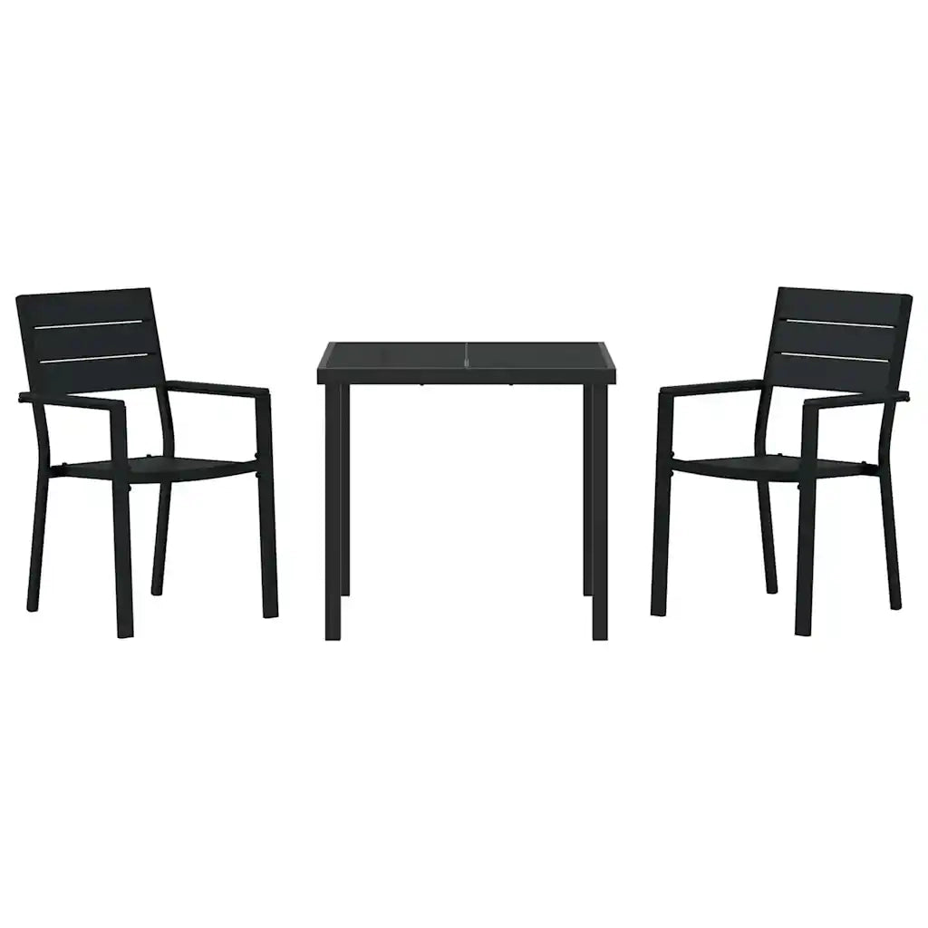 Set da Pranzo per Giardino 3 pcs Nero 3379142