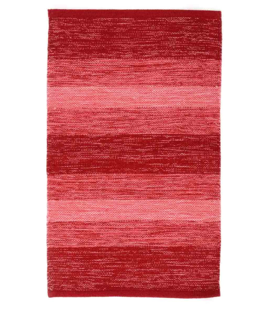 Tappeto HAPPY ROSSO cm.50x80 disegno a righe 100% cotone, tappetino stuoia bagno multiuso lavabile