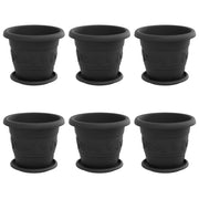 Set di 6 vasi cilindrici moderni 26 x 21,5 cm leggeri e resistenti in plastica nera 02_0056119