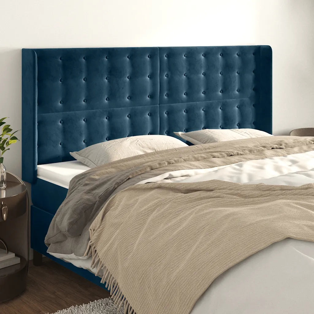 Testiera ad Orecchio Blu Scuro 163x16x118/128 cm in Velluto 3120072