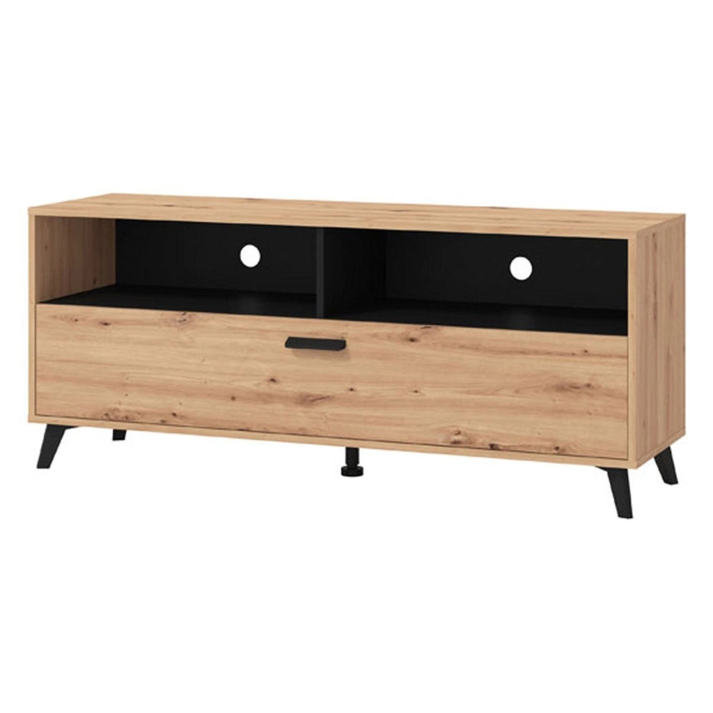 Platania, Mobile Porta tv 3 Ripiani, 137.5x40x57.5h cm Marrone Rovere Nodi