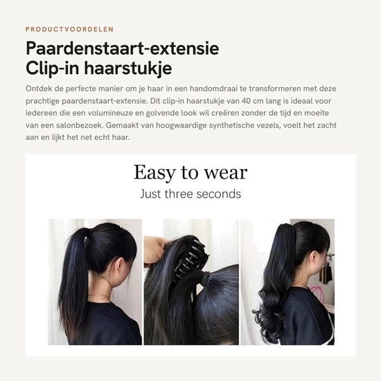 Estensione per capelli 40 cm - ondulata - clip-in - trucco per capelli - prolungamento capelli sintetico - confortevole - clip di alta qualità
