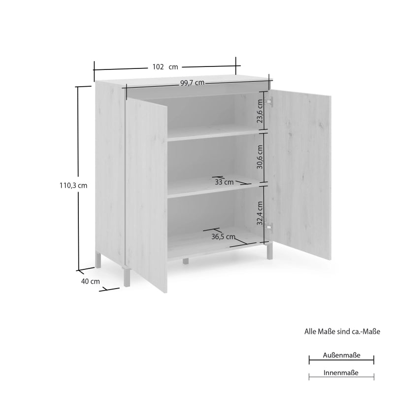Highboard a 2 ante artisan GENIO made in Italy